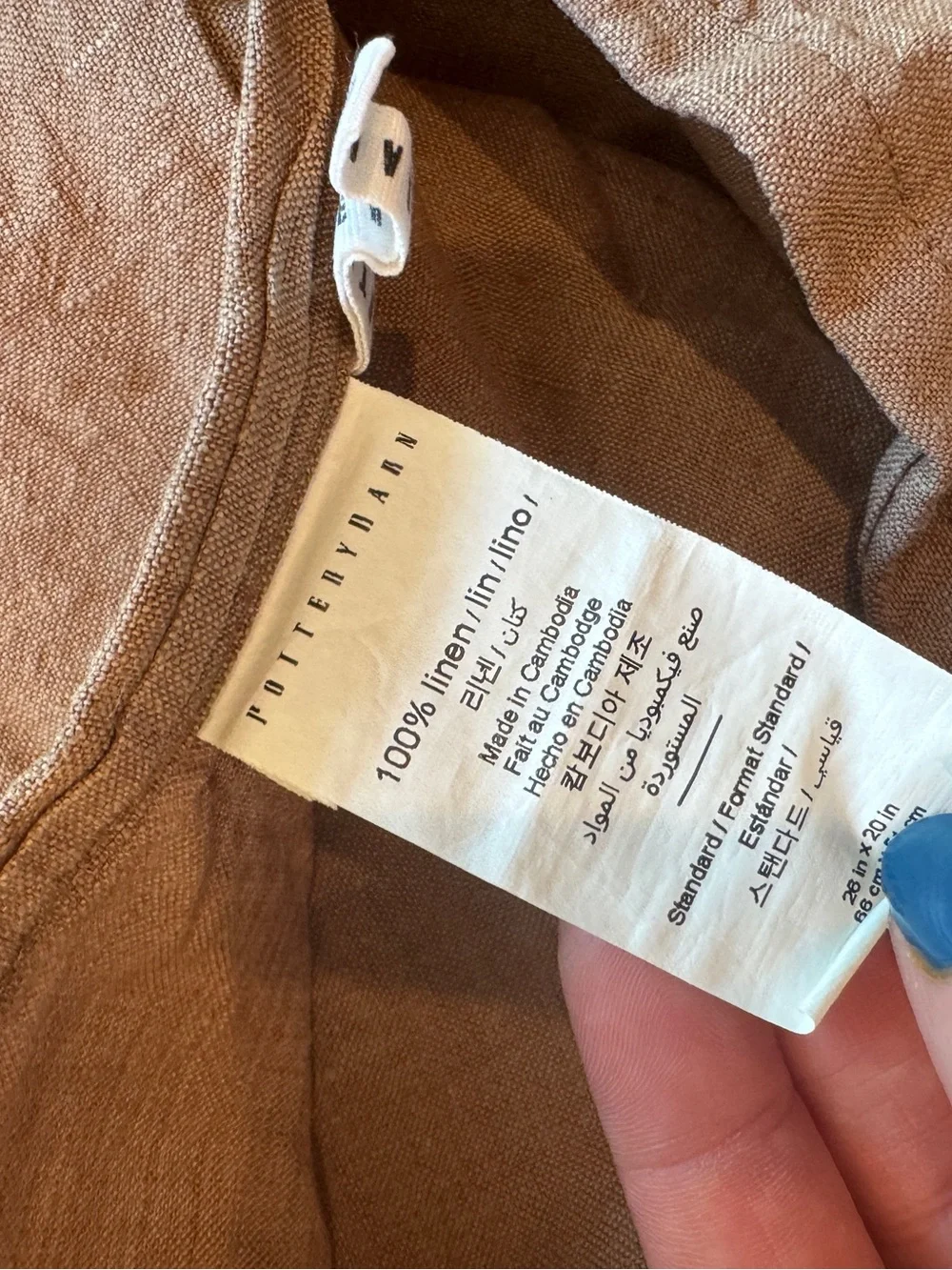 Pottery Barn Flax Linen Standard Shams Pair Bronze Brown